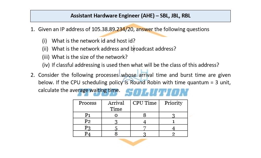 Assistant Hardware Engineer (AHE) - SBL, JBL, RBL