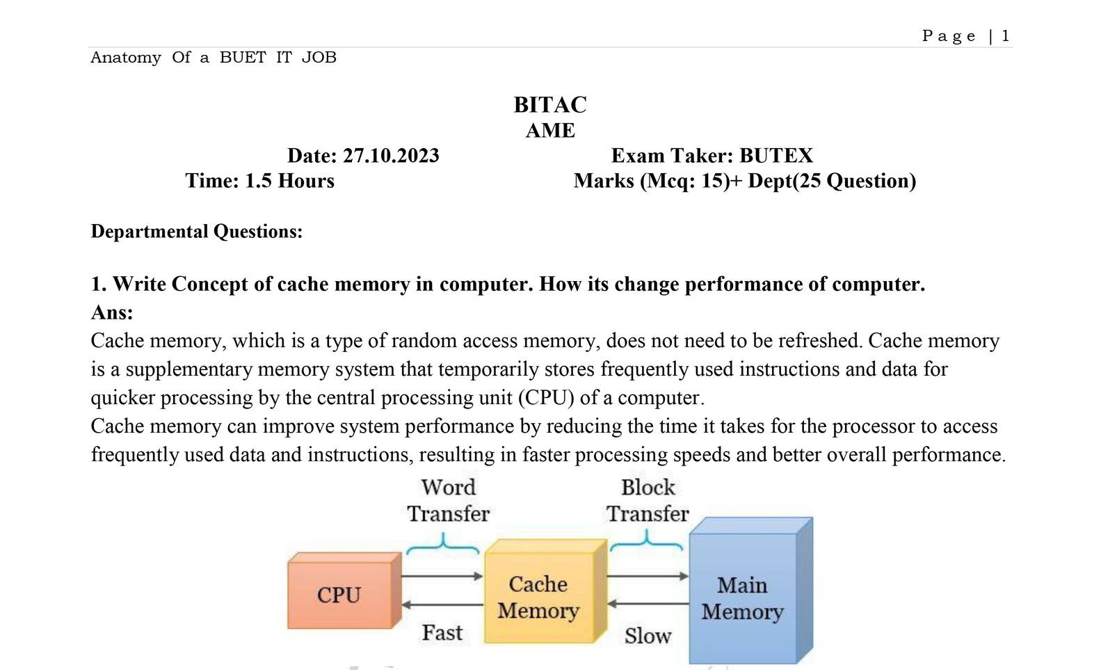 AME, BITAC - Written Question Solution