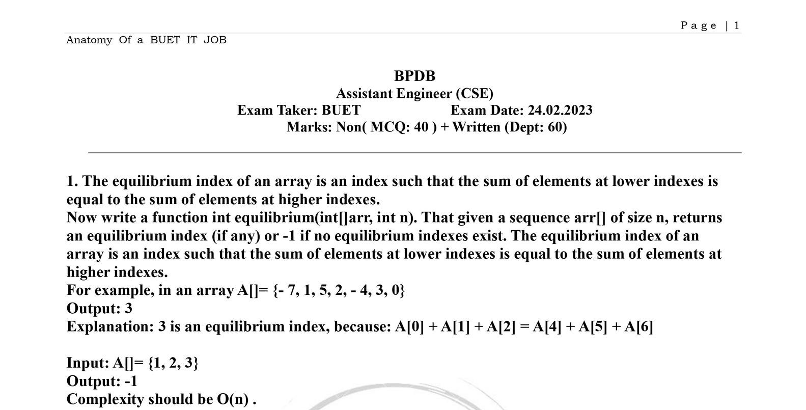 Assistant Engineer (CSE), BPDB - Written Question Solution